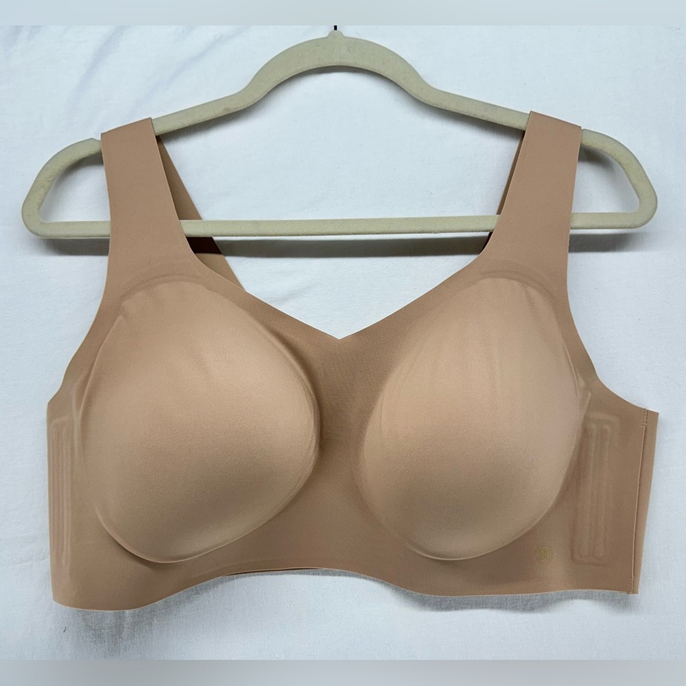 Honeylove V-Neck Wire Free Soft Form Bra Lined Womens 40 C/D‎ 1X Sand LWBRO102